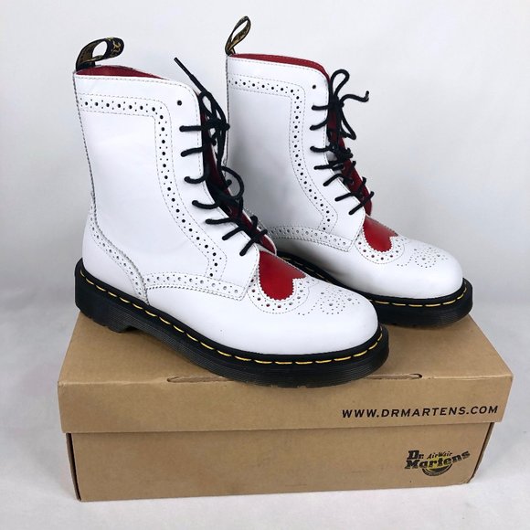 Dr. Martens Bentley II Heart White Combat Boots